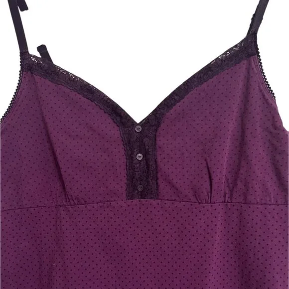 Faded Glory Womens 3X Purple Polka Dot  Babydoll Cami Top Y2K BOHO Festival - Picture 2 of 8